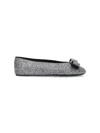 Ferragamo Ballerina Shoes With Bow And Embellishments In Silver