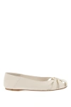 Ferragamo Gancini Ornament Flat Ballerina Shoes In White