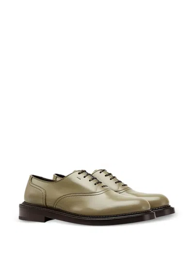 Ferragamo Balmoral Leather Oxford Shoes In Gray
