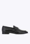Ferragamo Balty Gancini Plaque Leather Loafers In Black