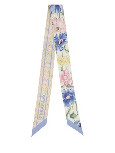 Ferragamo Bandeau With Bouquet Print In Blue