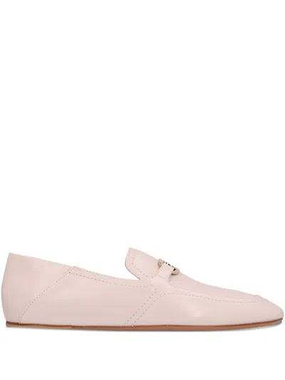 Ferragamo Bar-detail Leather Loafers In Pink