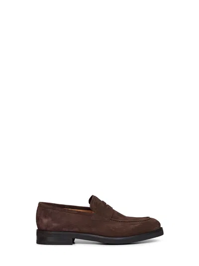 Ferragamo Bark Brown Suede Stefano Penny Loafers