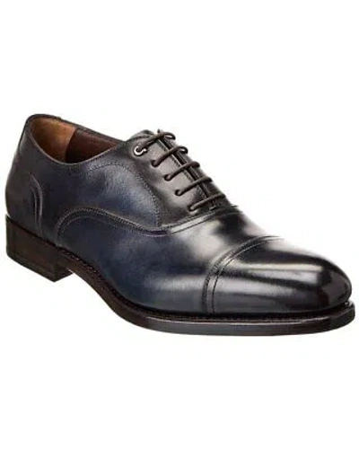 Pre-owned Ferragamo Baron Leather Oxford Men's In Blue
