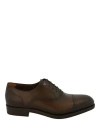 FERRAGAMO FERRAGAMO BARON LEATHER OXFORDS MAN LACE-UP SHOES BROWN SIZE 9 CALFSKIN