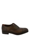 Ferragamo Baron Leather Oxfords Shoes In Brown