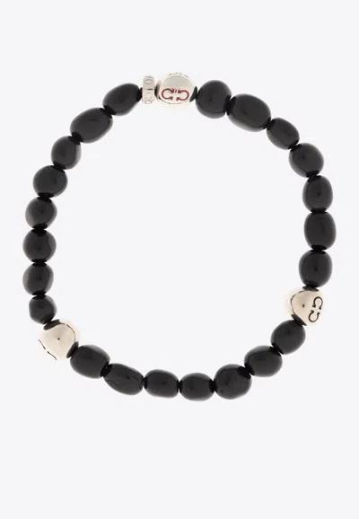 Ferragamo Baroque Beads Gancini Bracelet In Brown