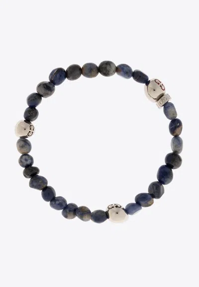 Ferragamo Baroque Beads Gancini Bracelet In Blue