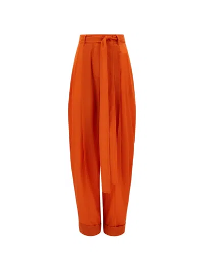 Ferragamo Barrel-leg Trousers In Orange