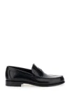Ferragamo Bart Black Loafers With Embossed Gancini Detail On The Front In Leather Man