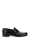 Ferragamo Bart Black Loafers With Embossed Gancini Detail On The Front In Leather Man In Black