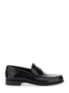Ferragamo Bart Black Loafers With Embossed Gancini Detail On The Front In Leather Man In Black