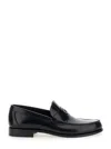 Ferragamo Bart Black Loafers With Embossed Gancini Detail On The Front In Leather Man In Multicolor