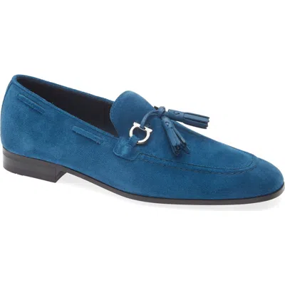 Ferragamo Basilea 2 Tassel Loafer In Teal Blue