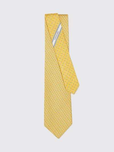 Ferragamo Bassotto All-over Fauna Print Silk Tie In Yellow