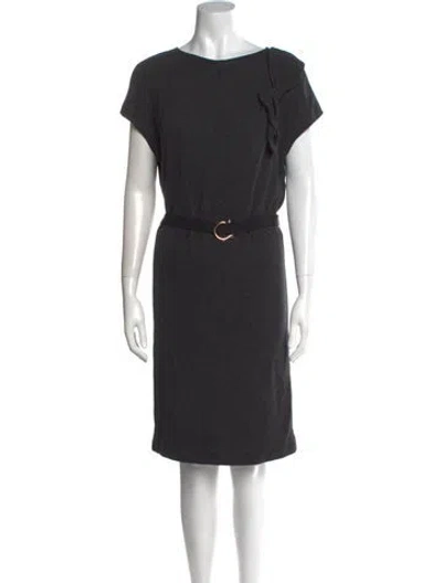 Pre-owned Ferragamo Bateau Neckline Knee-length Dress In Gray