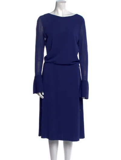 Pre-owned Ferragamo Bateau Neckline Midi Length Dress In Blue
