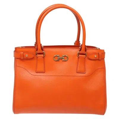 Pre-owned Ferragamo Batik Tote Leather Leather Bag () In Orange