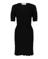 Ferragamo Beaded Crinkle Knit Dress In Black