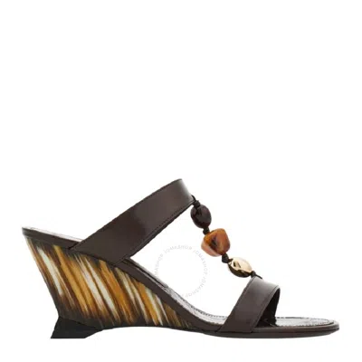 FERRAGAMO FERRAGAMO BEADED STRAP WEDGE SANDALS