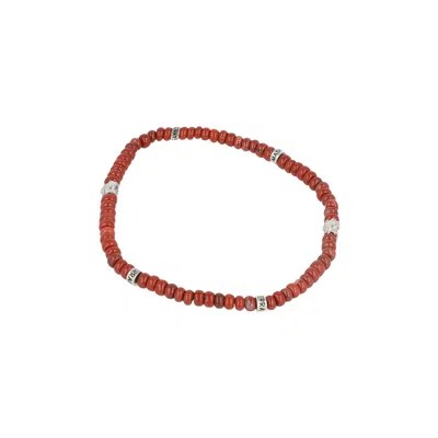 Pre-owned Ferragamo Beadstone Bracelet 'red' | Men's Size Onesize
