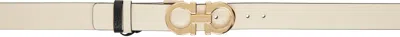 Ferragamo Beige & Black Adjustable Gancini Reversible Belt In 802 Mascarpone || Ne