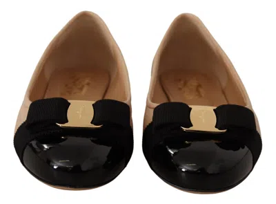 Ferragamo Varina Bow-embellished Quilted Smooth And Patent-leather Ballet Flats In Pink
