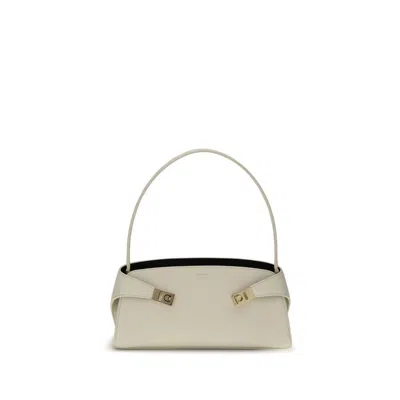 Ferragamo Beige Calf Leather Bos Taurus Shoulder Bag In Neutral