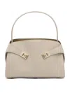 Ferragamo Light Grey Leather Hug Soft Shoulder Bag In Brown