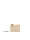 Ferragamo Beige Calfskin Card Holder With Key Ring