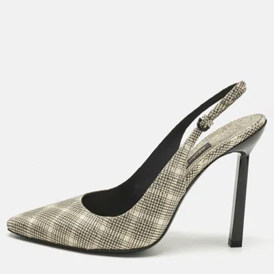 Ferragamo Beige Canvas Jessoe X5 Slingback Pumps In Black