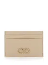 Ferragamo Beige Card-holder With Gancini Detail In Beige