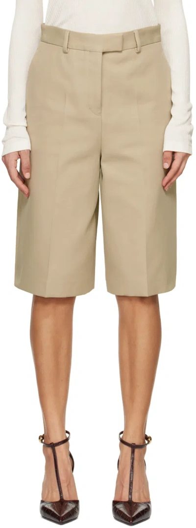 Ferragamo Beige Four-pocket Shorts In 001 Sand/white