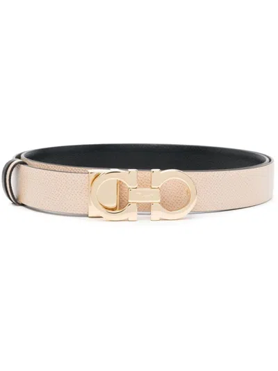 Ferragamo Beige Gancini Buckle Belt