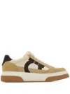 Ferragamo Beige Low Top Gancini Ornament Sneakers In Beige
