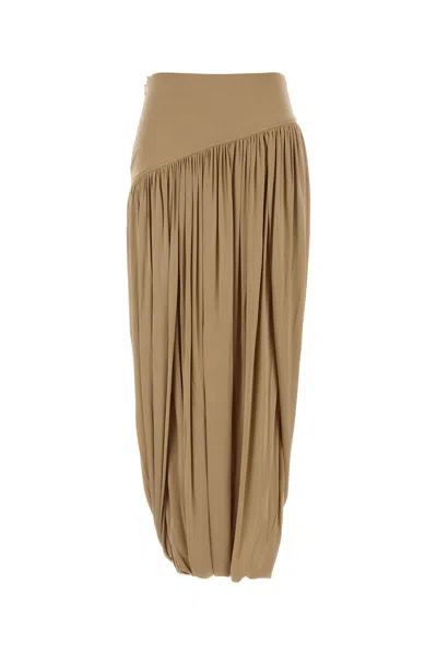 Ferragamo Draped Midi Skirt In Burgundy