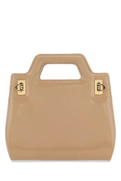Ferragamo Beige Leather Mini Wanda Handbag