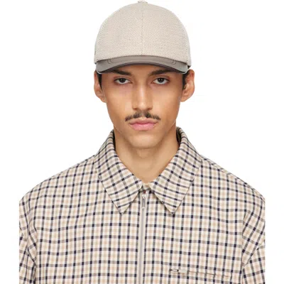 Ferragamo Beige Leather Peak Baseball Cap In Naturale/tricolor