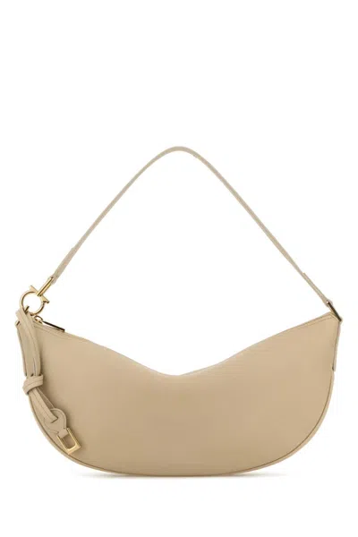 FERRAGAMO BEIGE LEATHER SHOULDER BAG