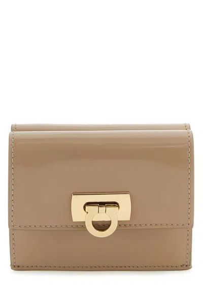 Ferragamo Beige Leather Wallet In Brown