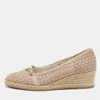 Ferragamo Beige Leather Wedge Espadrille Pumps In Multi