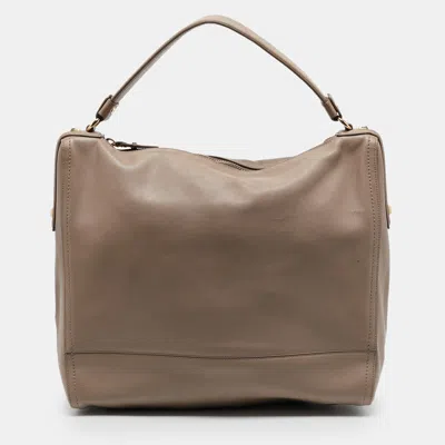 Pre-owned Ferragamo Beige Leather Zipped Shoulder Bag
