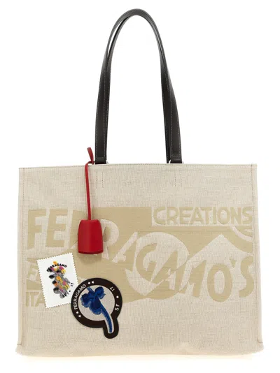 Ferragamo Beige Logo Tote