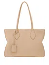 Ferragamo Medium Pebbled Tote Bag With Top Handles In Beige