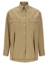 Ferragamo Long Sleeves Panel Shirt In Brown