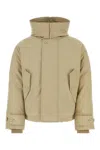 Ferragamo Beige Polyester Blend Padded Jacket In Sand