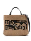 Ferragamo Chic Raffia Handbag With Embroidered Detail