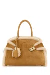 Ferragamo Hug Sheep Fur And Suede Top-handle Bag