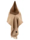 Ferragamo Beige Wool-cashmere Blend Scarf With Hood In Neutral