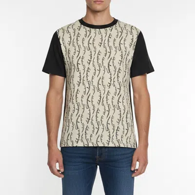 Pre-owned Ferragamo Beige/black Logo Print Crepe And Jersey T-shirt S